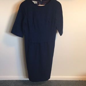 Amazing bright blue vintage work address. Probably 1960s. Elbow length sleeves